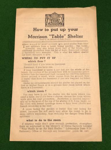 Morrison Table Shelter Leaflet. 