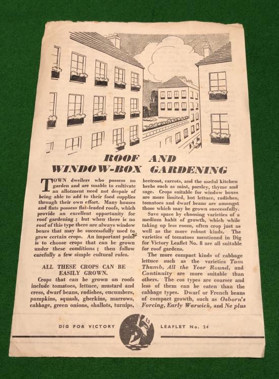 Dig For Victory Leaflet No.24 ' Roof and Window-Box Gardening '.