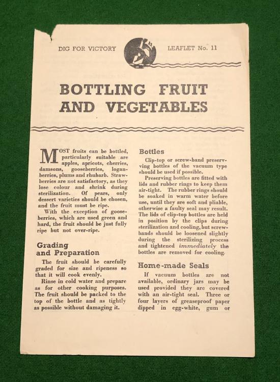 Dig For Victory leaflet No.11 ' Bottling & Canning '