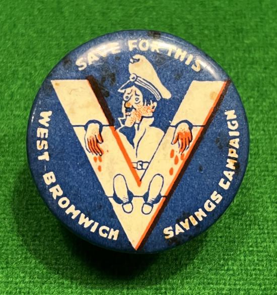 West Bromwich War Savings Tin Badge.