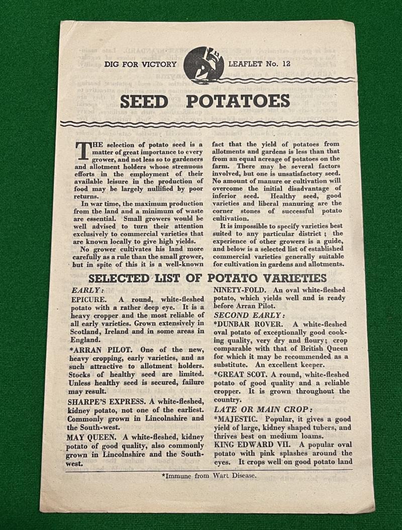 Dig for Victory Leaflet N.12 Seed Potatoes.