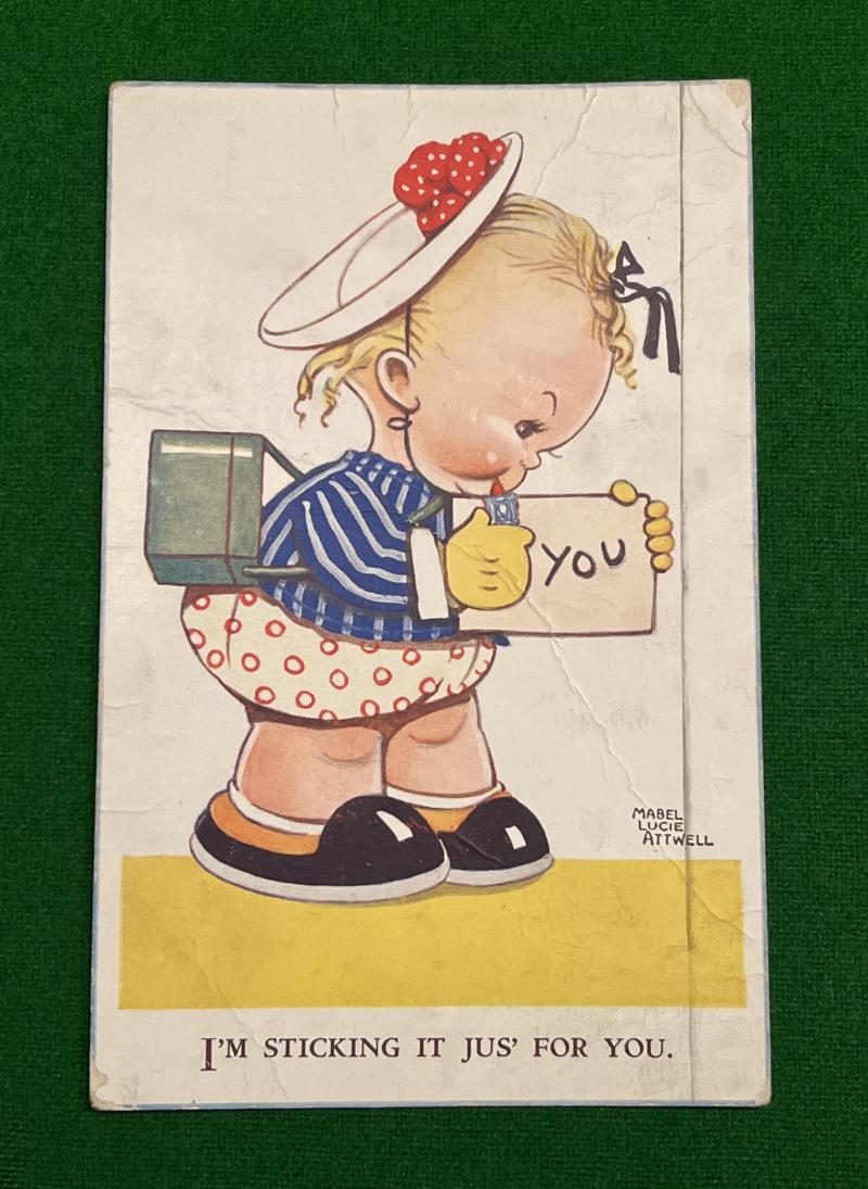 Comic Postcard - ' I'm Sticking it jus' for you '.