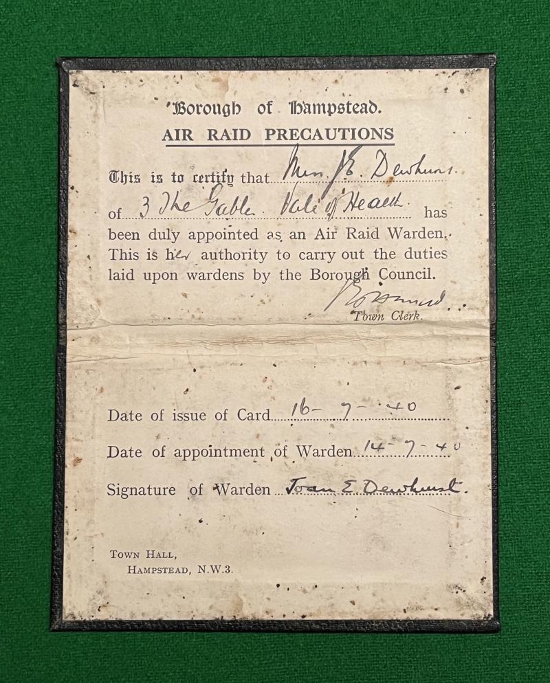 Borough of Hampstead Warden's Warrant Card.