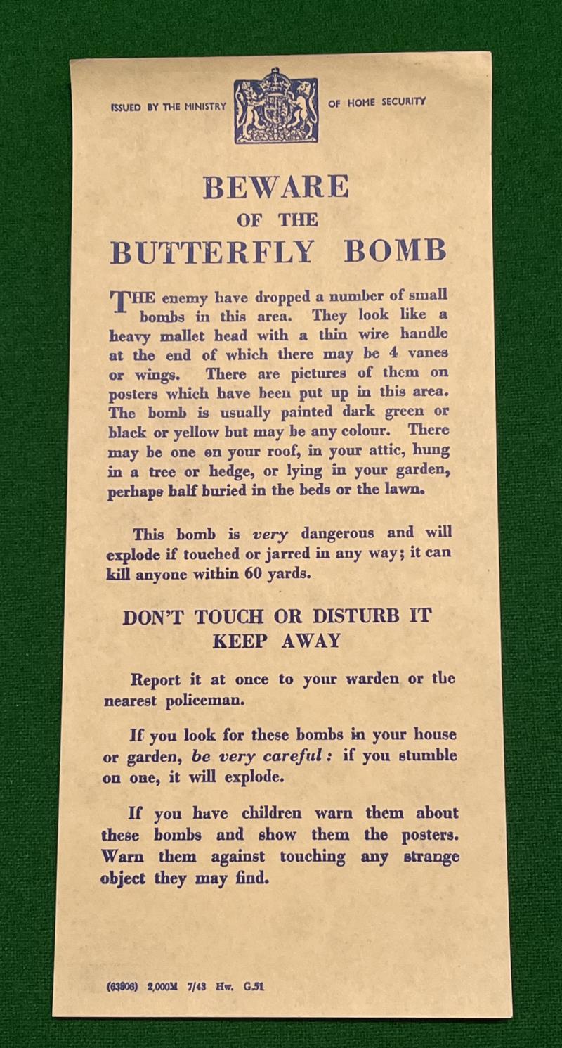 Butterfly Bomb Warning Leaflet.