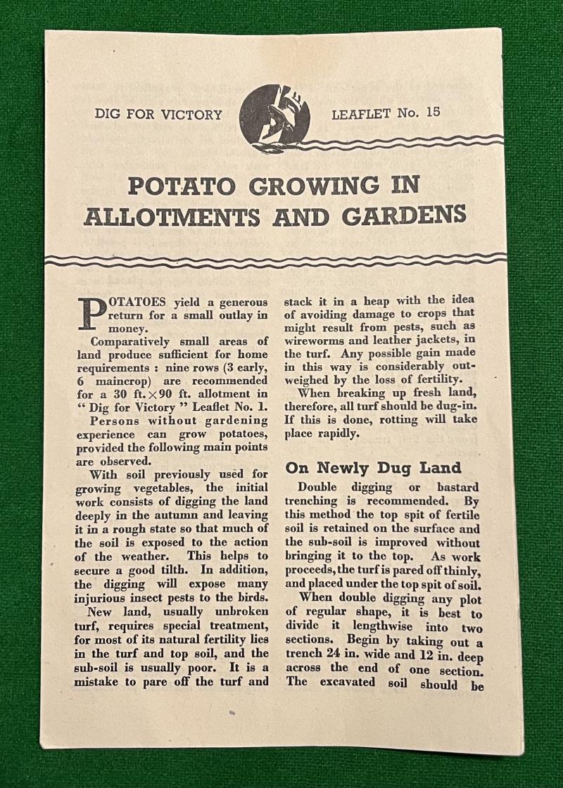Dig for Victory Leaflet No.15 - Potato Growing in Allotments.