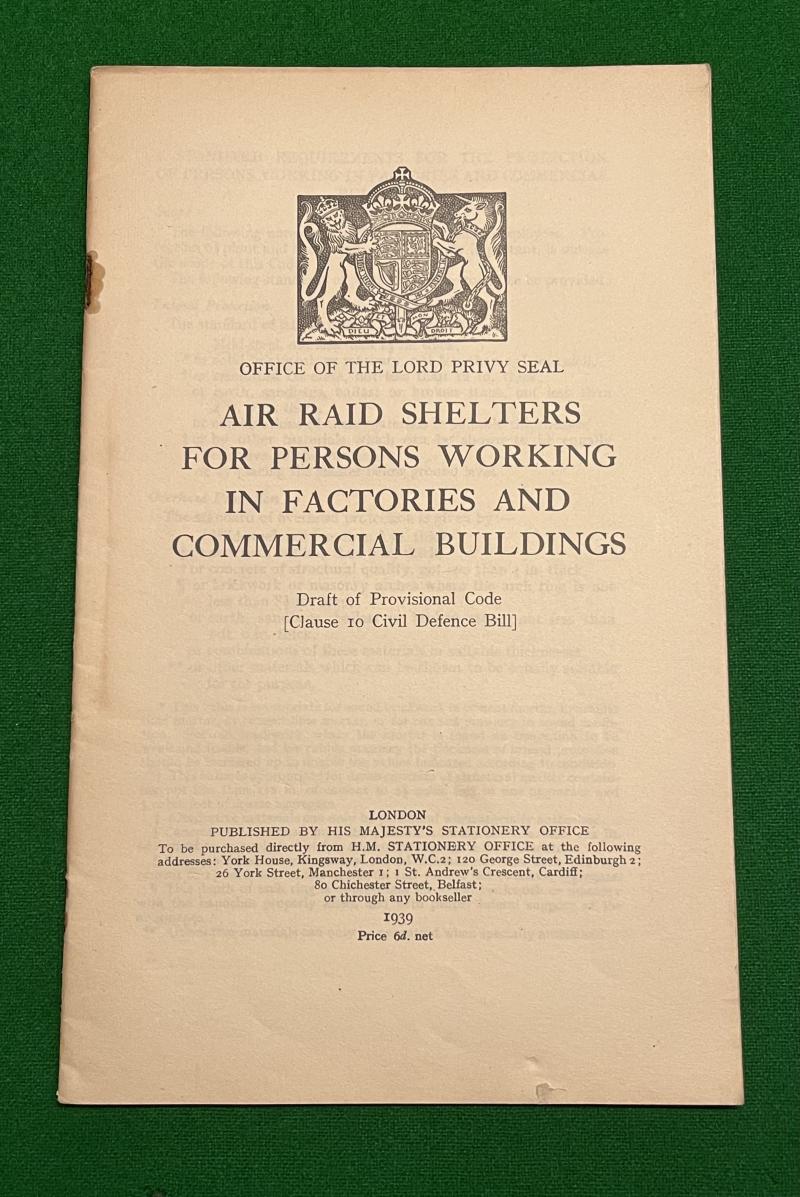 Air Raid Shelters for Persons Working in Factories & Commercial Buildings.