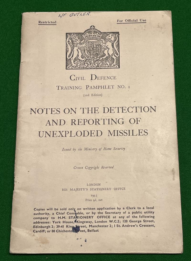 CD Pamphlet No.1 ' Notes on the Detection and Reporting of Unexploded Missiles '.