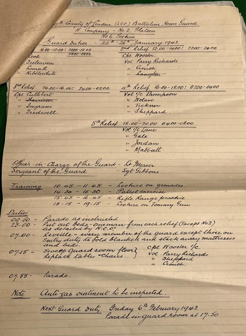 1941/42 47th County of London Battalion Orders.