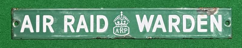 Air Raid Warden Enamel Sign.