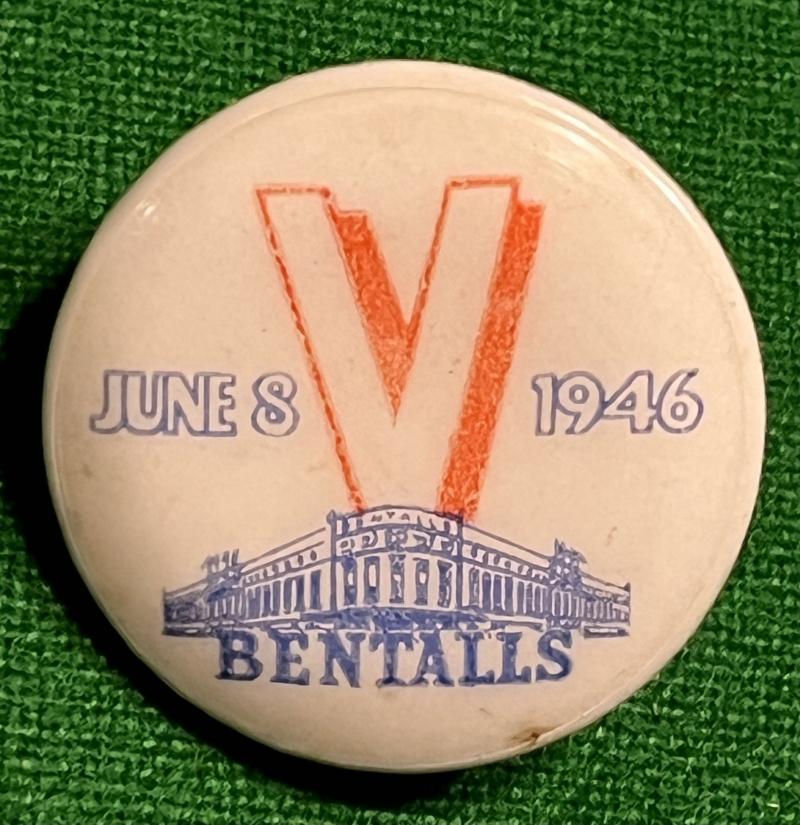 London Victory Celebrations Bentalls lapel badge.