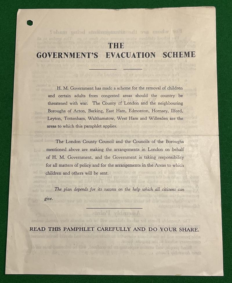 County of London Evacuation Scheme Leaflet.