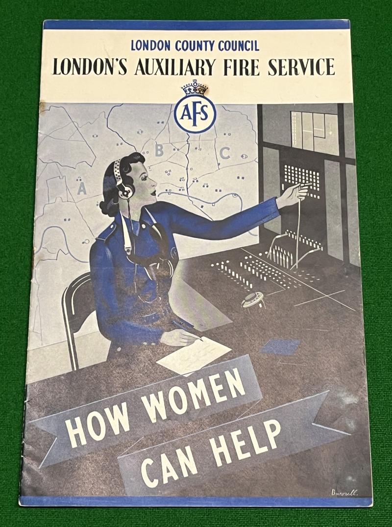 1939 London Auxiliary Fire Service Women's Recruiting leaflet.