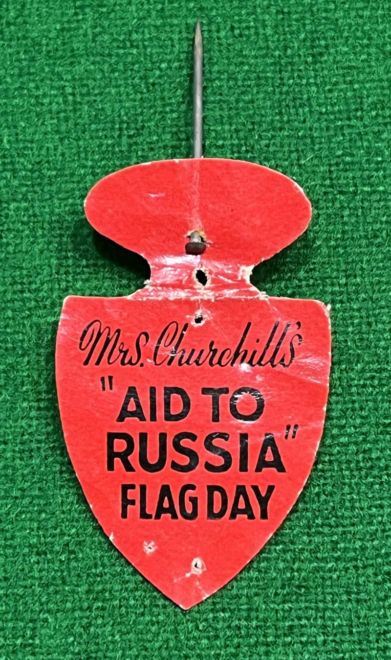 Mrs Churchills' Aid to Russia Flag Day emblem.