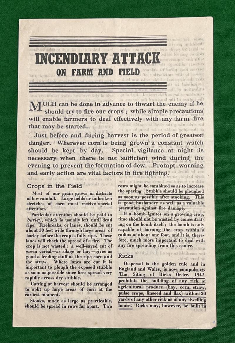 Incendiary Attack on Farm & Field.