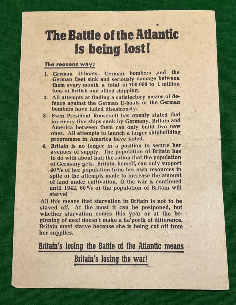Battle of the Atlantic Air-dropped leaflet.