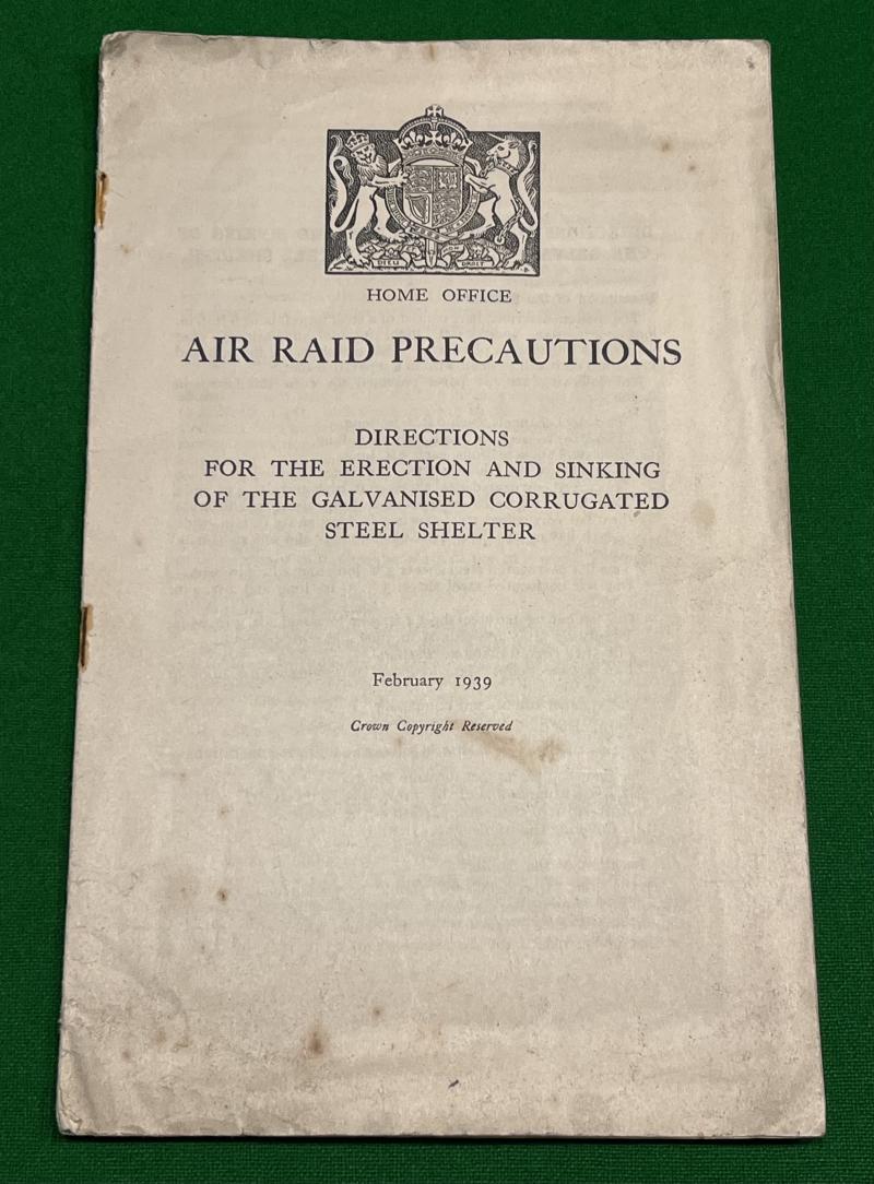 ARP instructions for the erection of the Anderson Shelter.