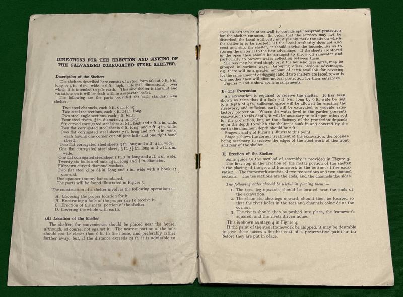 ARP instructions for the erection of the Anderson Shelter.