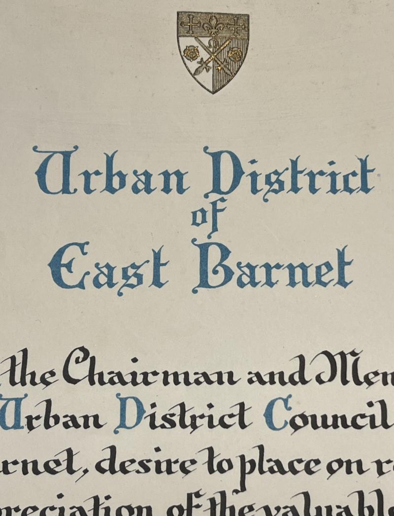 East Barnet Civil Defence certificate.