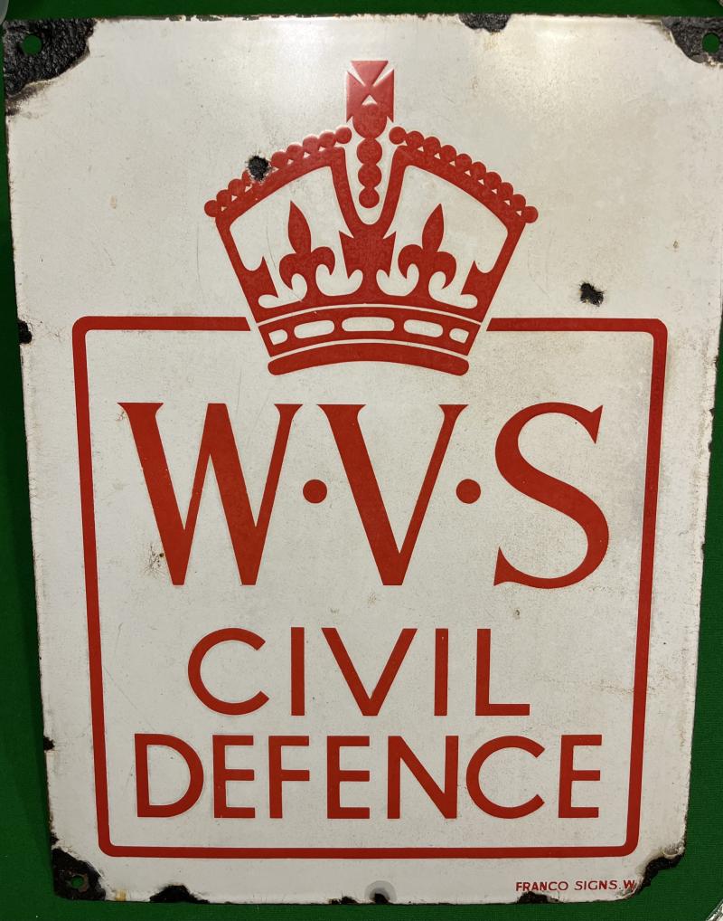 WVS Civil Defence enamel sign.