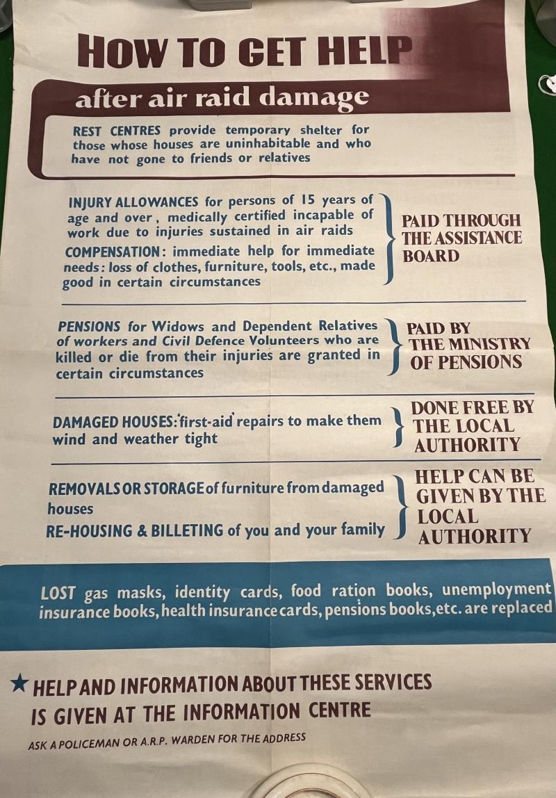 How to Get Help after air raid damage poster.