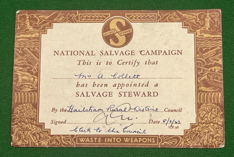 Salvage Steward certificate.