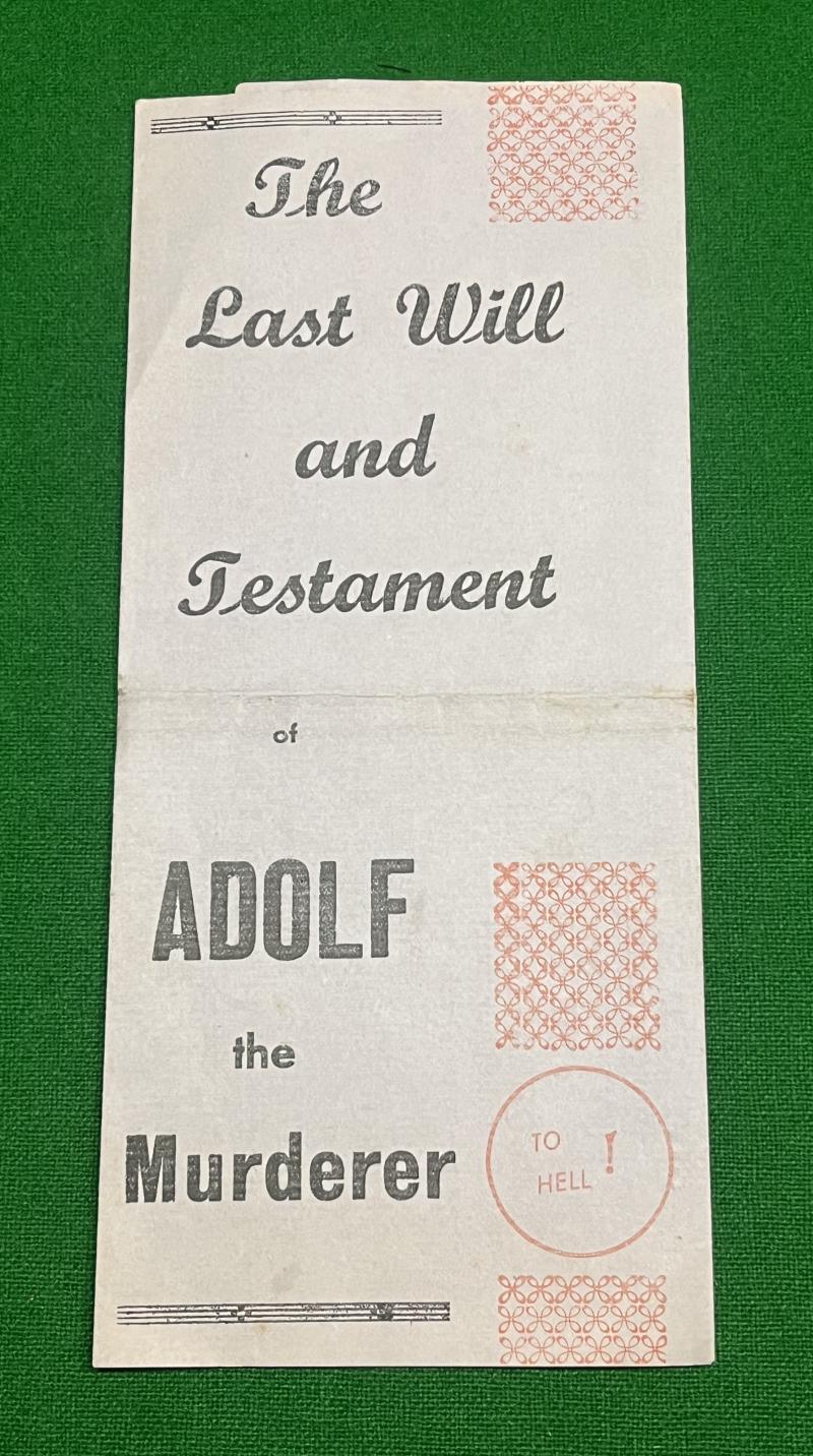 The Last Will & Testament of Adolf Hitler.