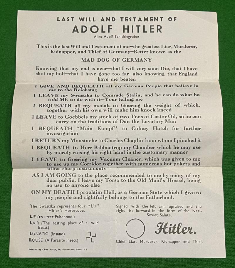 The Last Will & Testament of Adolf Hitler.
