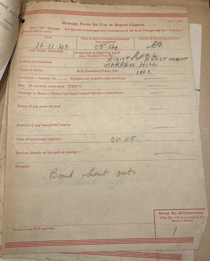Official 1940 Eastbourne A.R.P. Report File.