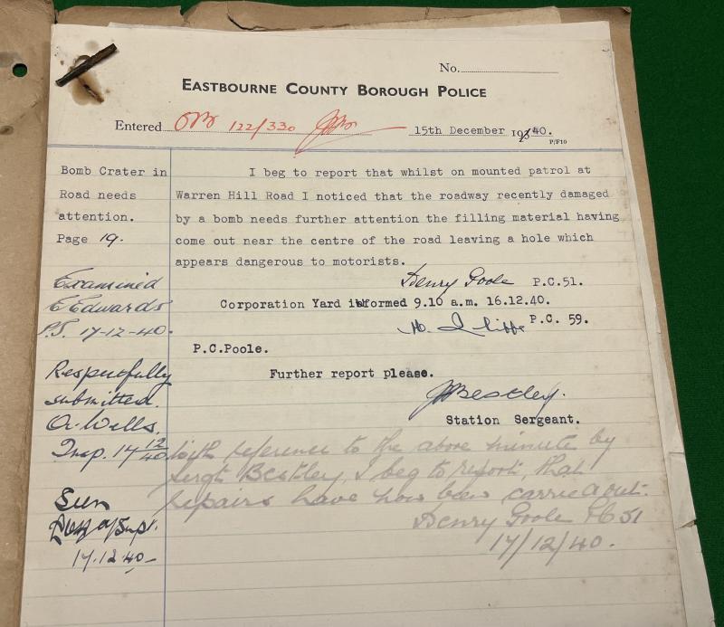 Official 1940 Eastbourne A.R.P. Report File.