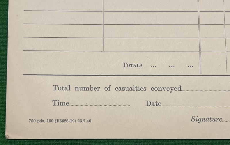 London Auxiliary Ambulance Service Air Raid Return Forms