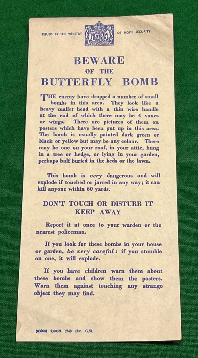 Butterfly Bomb Warning Leaflet.