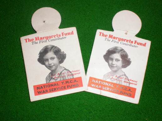 YMCA War Service Fund badges.