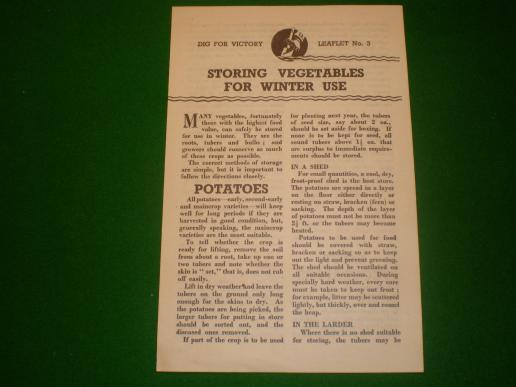 Dig for Victory Leaflet No.3 - Storing Vegetables 