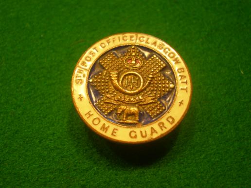 9th Glasgow ( Post Office ) Battalion Home Guard lapel badge.