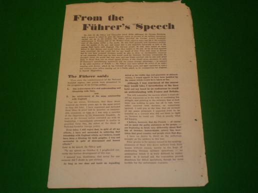 1940 German air dropped leaflet.
