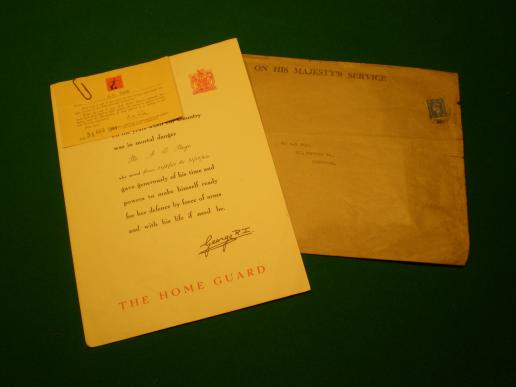 Home Guard Anti-Aircraft Service Certificate group.