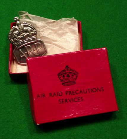 Boxed White Metal ARP badge.