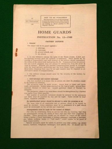 Home Guard Instruction No.12 - Factory Defence.
