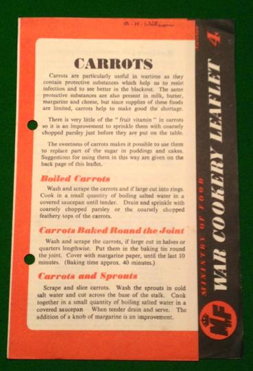 War Cookery Leaflet No.4 ' Carrots '