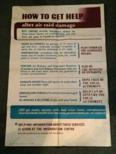 How to Get Help after air raid damage poster. 