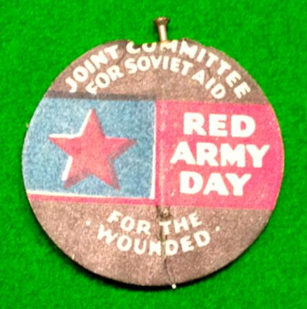 Red Army Day flag day badge.