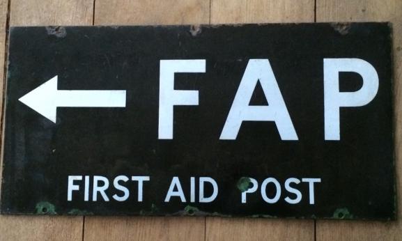 Enamel First Aid Post Sign.